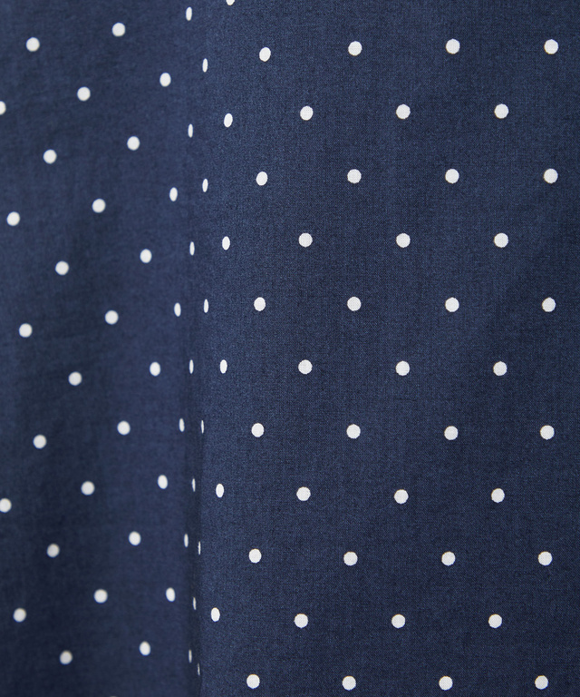 コットン バンドカラー ドット ブラウス