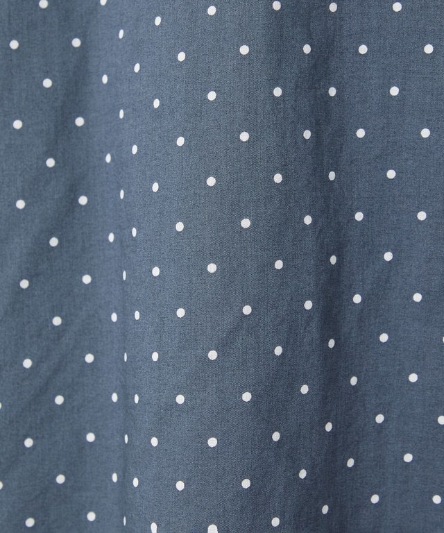 コットン バンドカラー ドット ブラウス