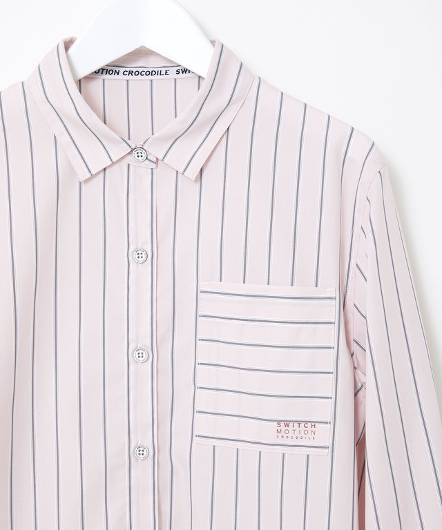 コットンブロード ストライプ柄 ブラウス