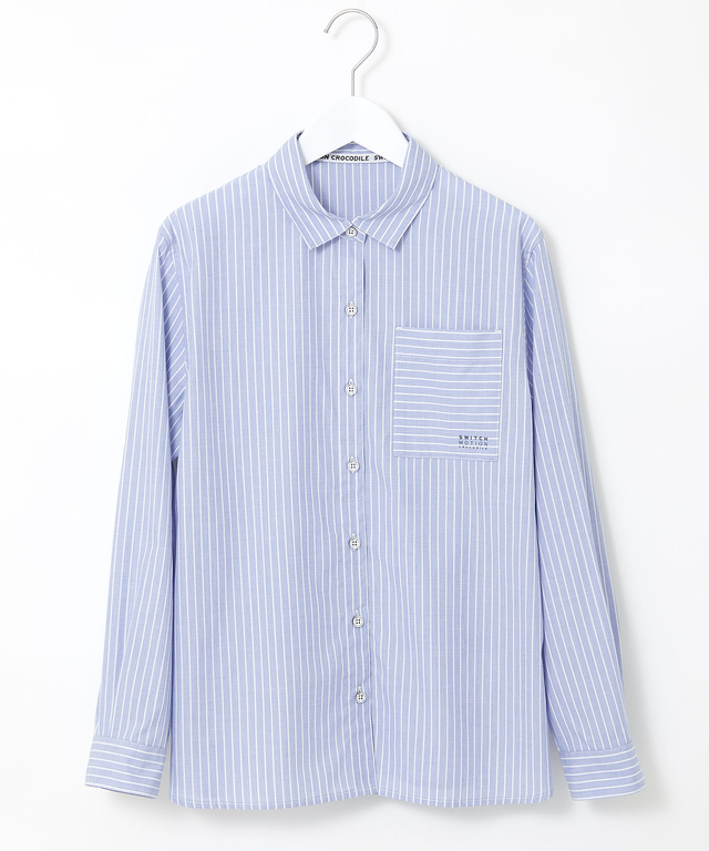 コットンブロード ストライプ柄 ブラウス