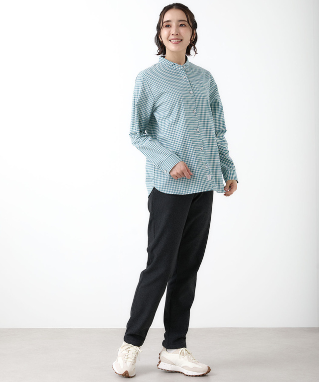 ラウンドカラー ギンガムチェック柄 ブラウス