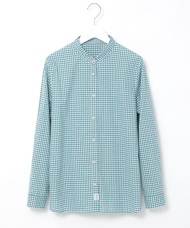 ラウンドカラー ギンガムチェック柄 ブラウス