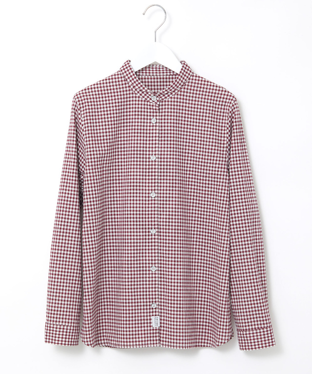 ラウンドカラー ギンガムチェック柄 ブラウス