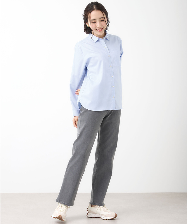 ノンアイロン コットン 無地 ブラウス【シワになりにくい】