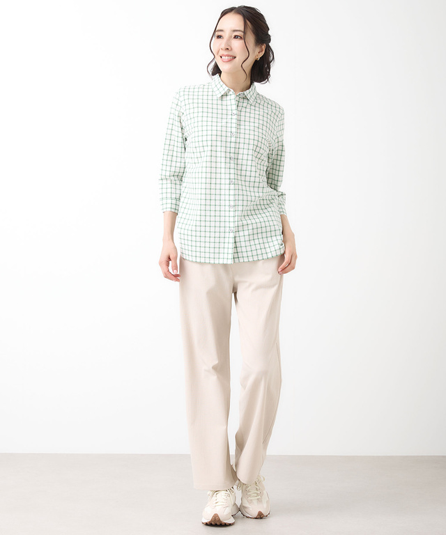 コットン デザイン 七分袖 ブラウス