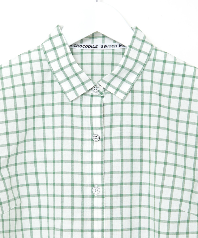 コットン デザイン 七分袖 ブラウス