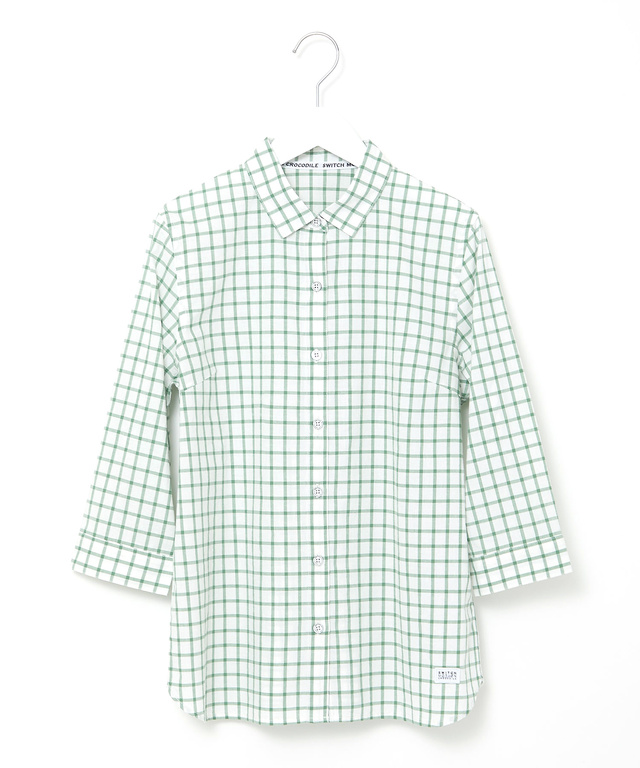 コットン デザイン 七分袖 ブラウス