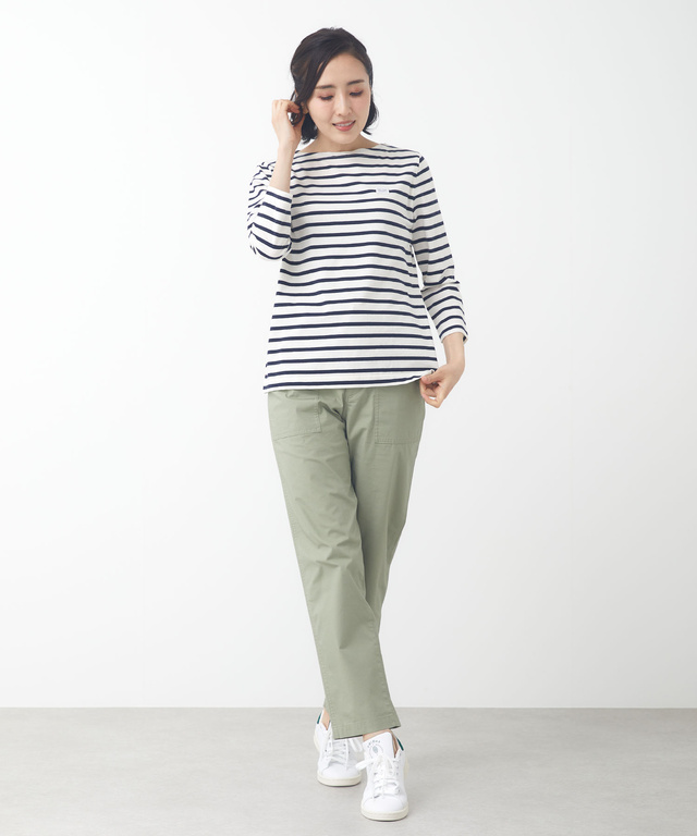 スノーコットン ボーダー 七分袖Tシャツ【接触冷感】
