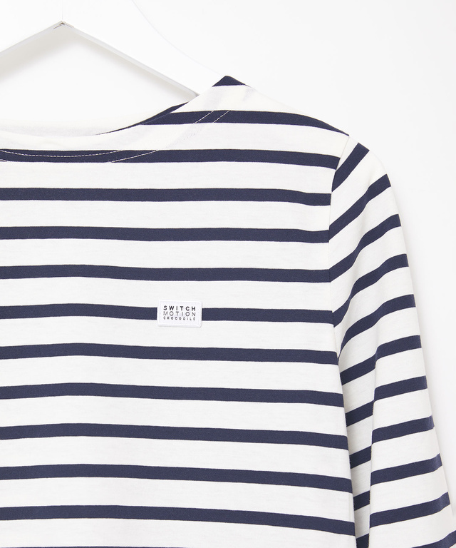 スノーコットン ボーダー 七分袖Tシャツ【接触冷感】