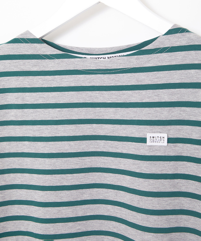 スノーコットン ボーダー 七分袖Tシャツ【接触冷感】