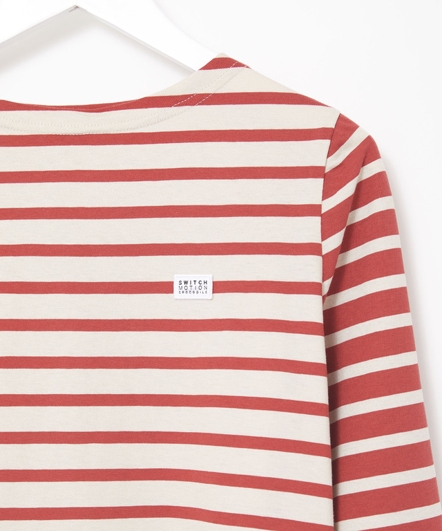 スノーコットン ボーダー 七分袖Tシャツ【接触冷感】