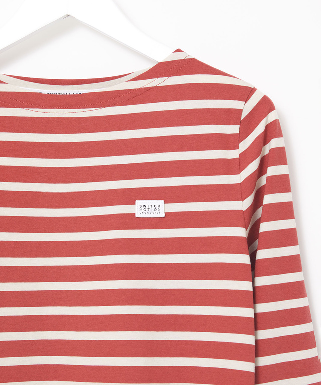 スノーコットン ボーダー 七分袖Tシャツ【接触冷感】