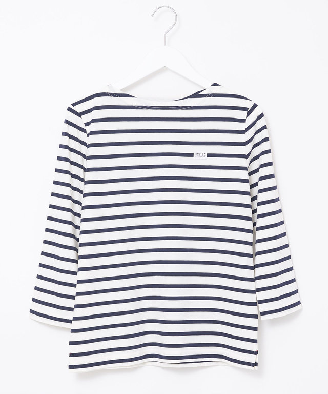 スノーコットン ボーダー 七分袖Tシャツ【接触冷感】