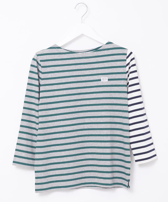 スノーコットン ボーダー 七分袖Tシャツ【接触冷感】