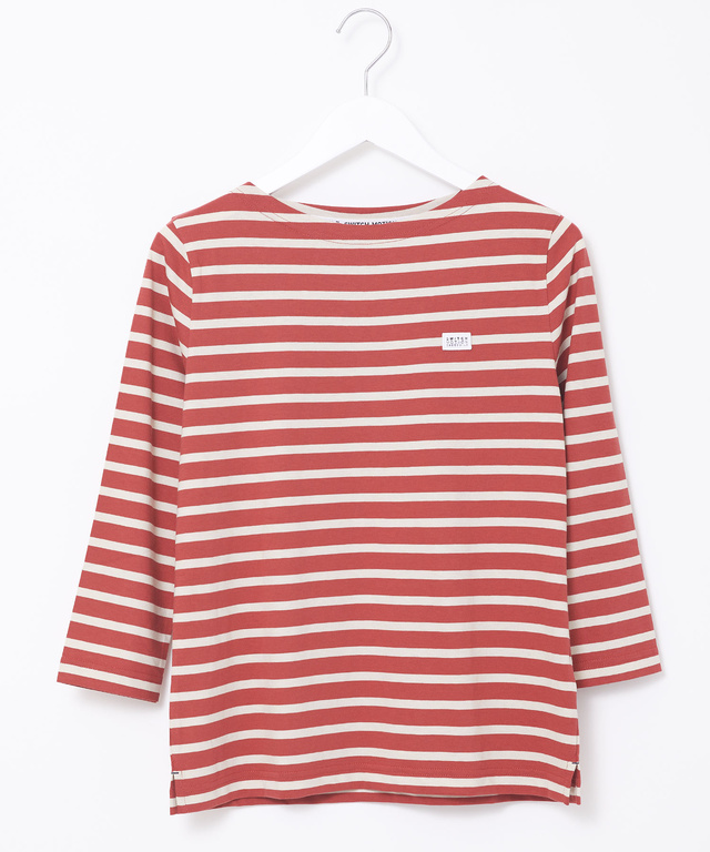 スノーコットン ボーダー 七分袖Tシャツ【接触冷感】