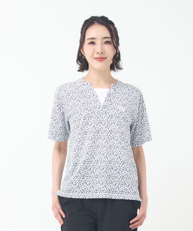 小花柄 レイヤード風 Tシャツ