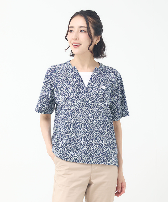 小花柄 レイヤード風 Tシャツ