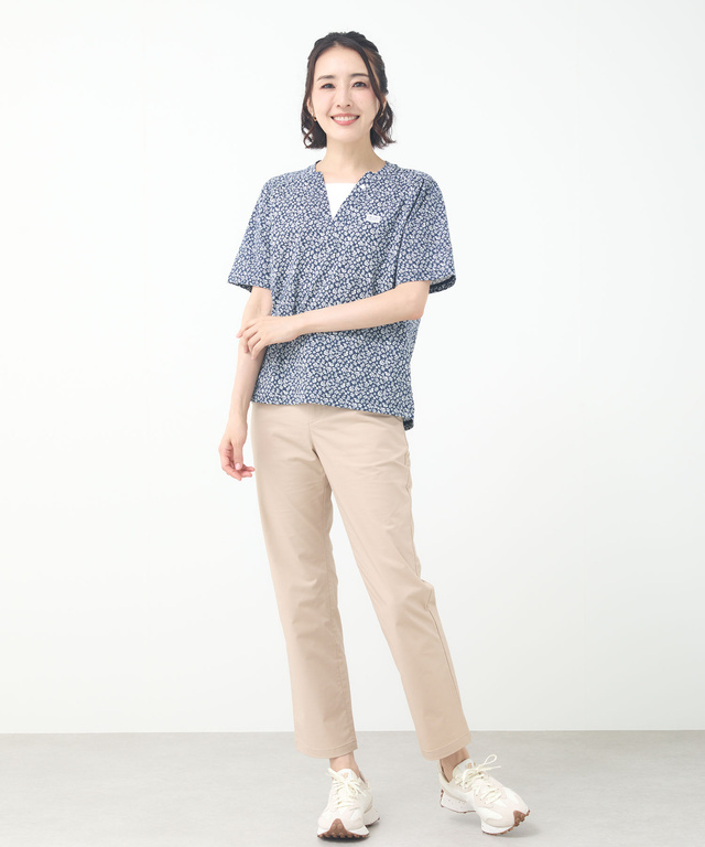 小花柄 レイヤード風 Tシャツ