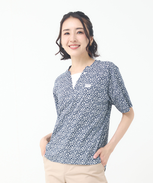 小花柄 レイヤード風 Tシャツ
