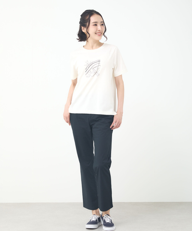 マップ柄 サイドスリット Tシャツ【吸汗速乾】