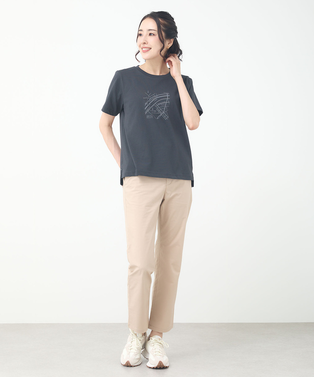 マップ柄 サイドスリット Tシャツ【吸汗速乾】