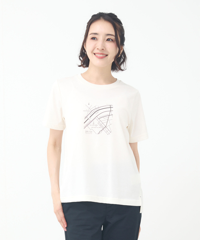 マップ柄 サイドスリット Tシャツ【吸汗速乾】