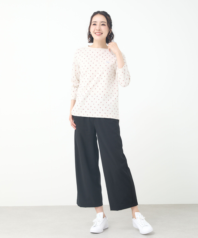 幾何学プリント 7分袖 Tシャツ【吸汗速乾】