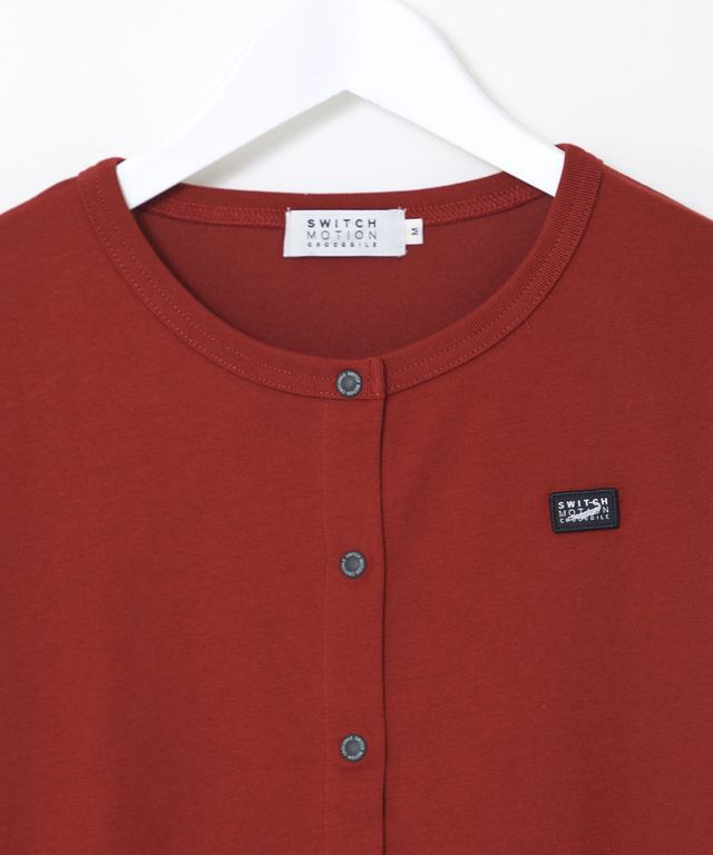 サテンテープ クルーネック カーディガン【吸汗速乾】