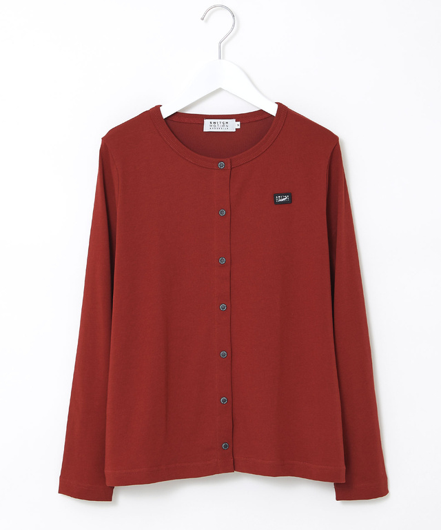 サテンテープ クルーネック カーディガン【吸汗速乾】