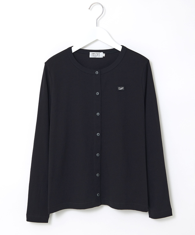 サテンテープ クルーネック カーディガン【吸汗速乾】