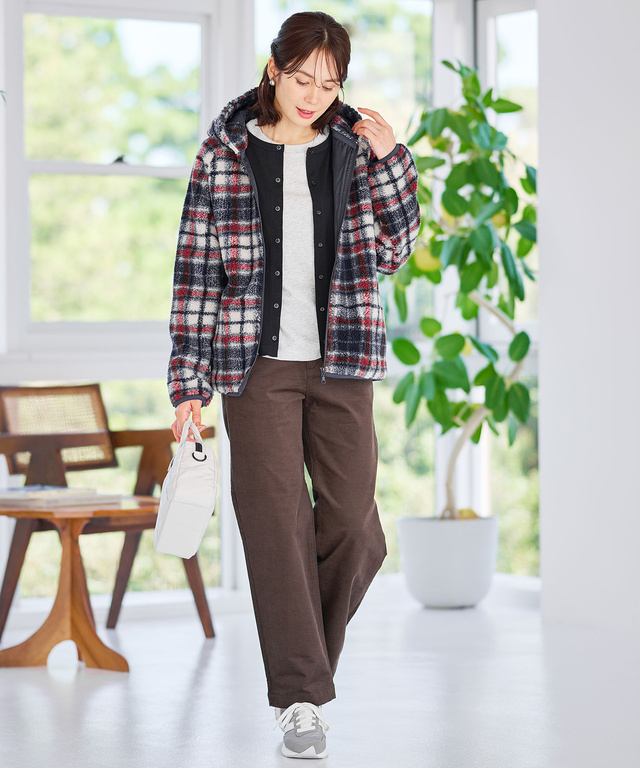 サテンテープ クルーネック カーディガン【吸汗速乾】