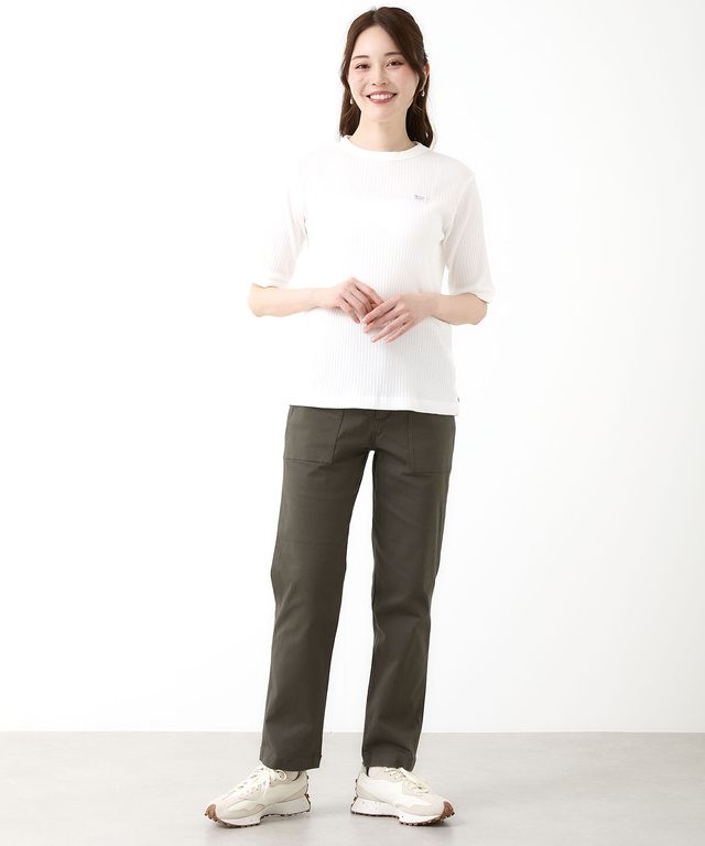 地柄 5分袖 カットソー