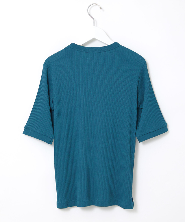 地柄 5分袖 カットソー