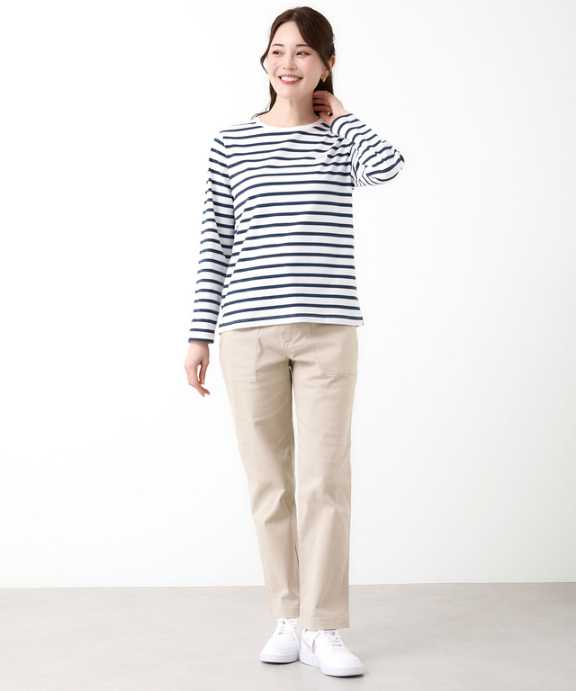 天竺 ボーダー柄 カットソー