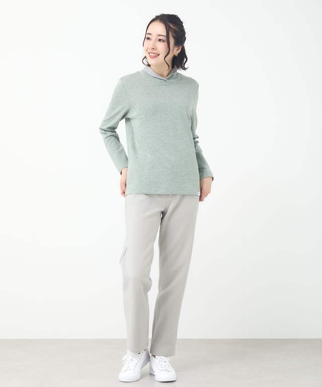  裏ボーダー ハイネック カットソー