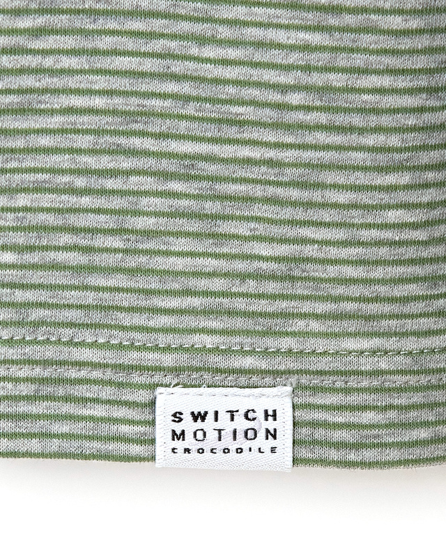  裏ボーダー ハイネック カットソー