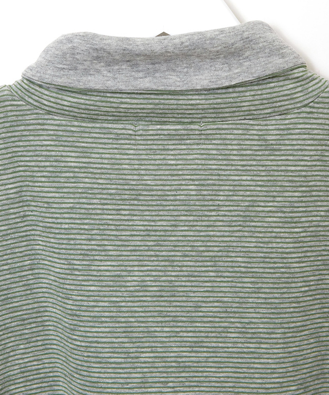  裏ボーダー ハイネック カットソー