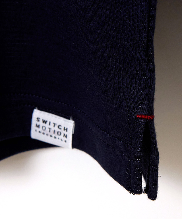  裏ボーダー ハイネック カットソー