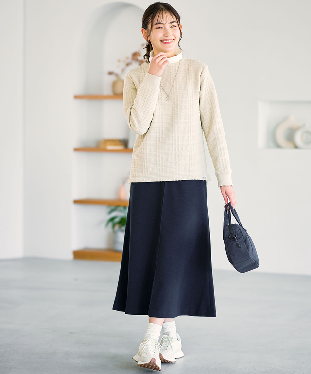 リブ タートルネック カットソー