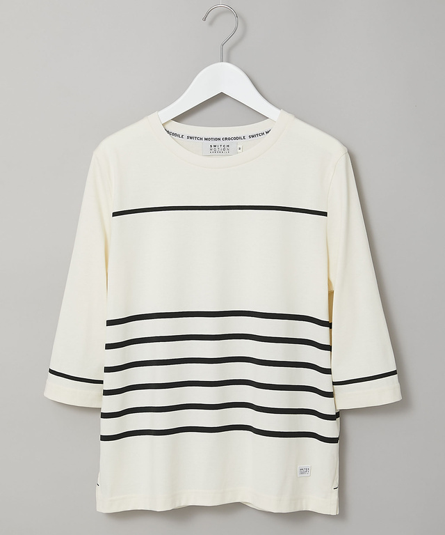 天竺 ボーダー クルーネック カットソー