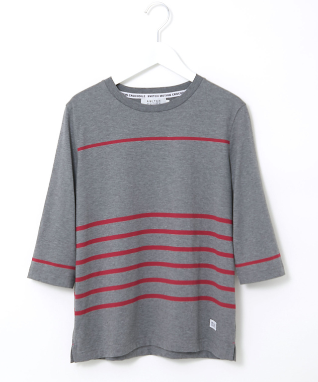 天竺 ボーダー クルーネック カットソー