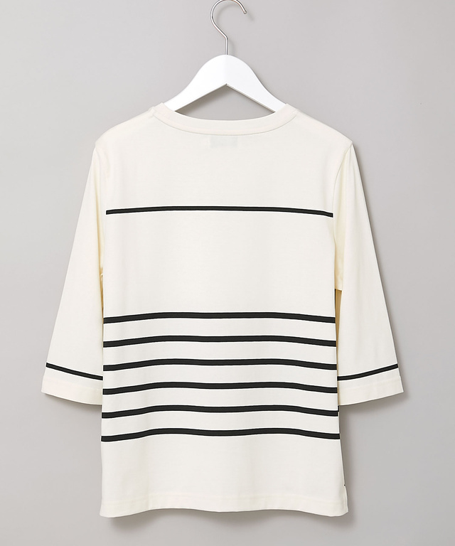 天竺 ボーダー クルーネック カットソー