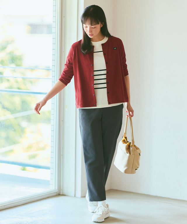 天竺 ボーダー クルーネック カットソー