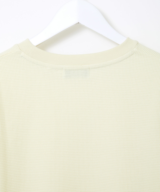 ワッフル生地 クルーネック カットソー