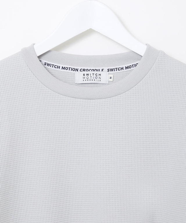 ワッフル生地 クルーネック カットソー