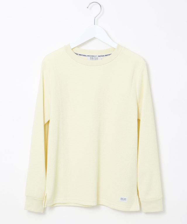 ワッフル生地 クルーネック カットソー