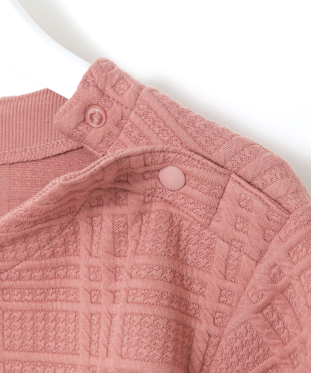 ブリスターチェック柄 ボタン付 トレーナー