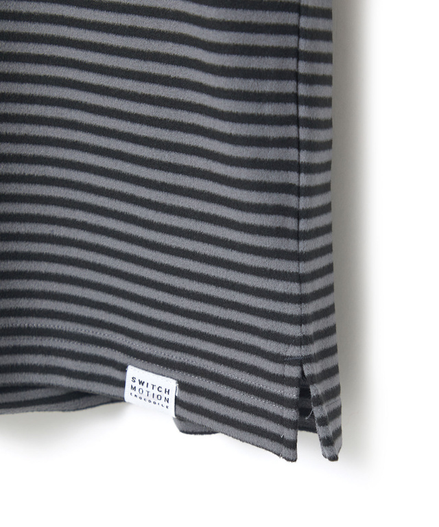 天竺 ボーダー柄 ハイネックカットソー