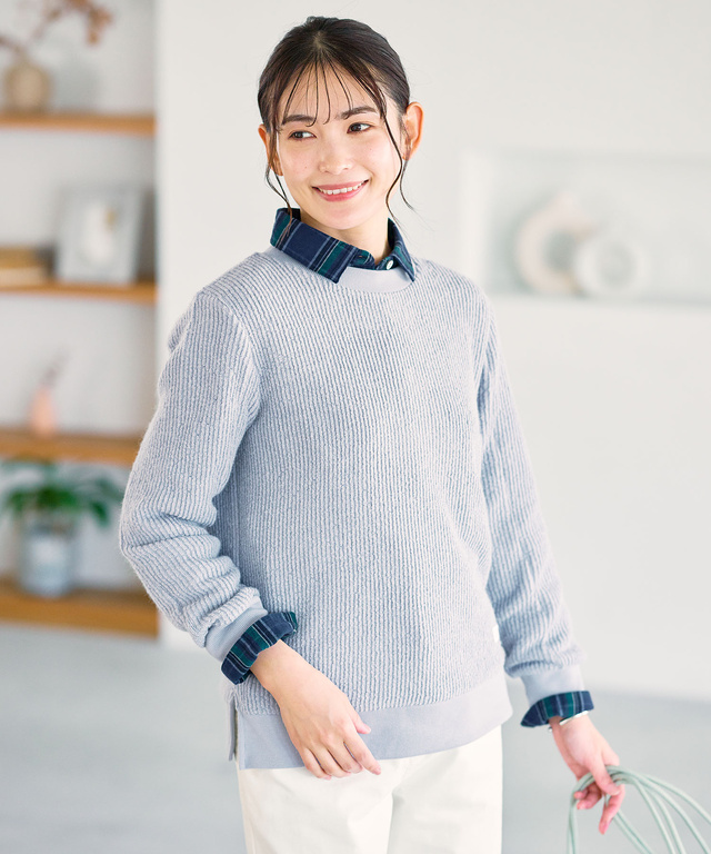 ニット風 クルーネックトレーナー