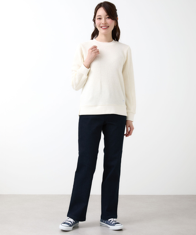 ニット風 クルーネックトレーナー